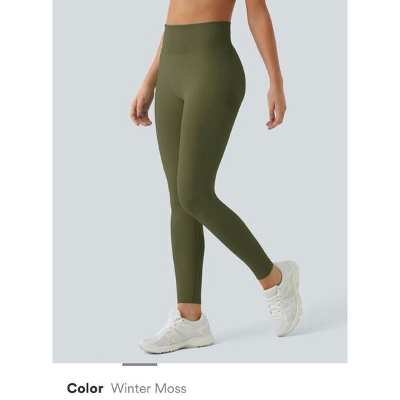 Halara Women S Seamless Flow High Waisted Butt Lifting Leggings Winter Moss NWOT - Picture 2 of 8